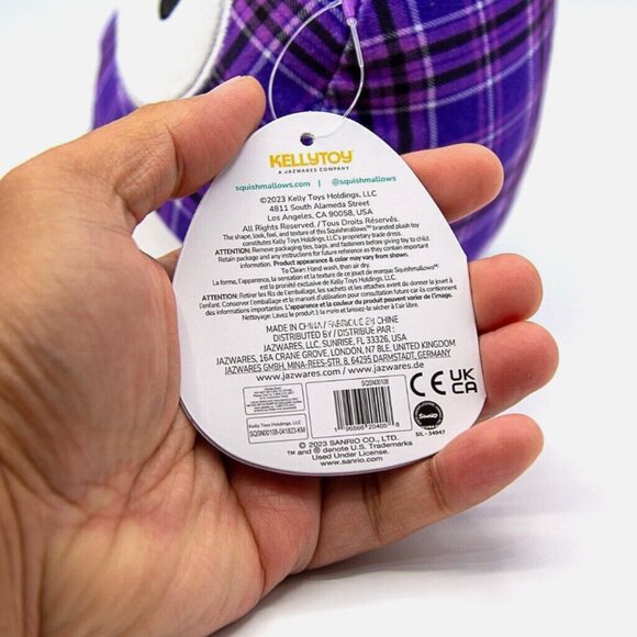 7" Kuromi in Purple Plaid Sanrio Squishmallows/ Jazzwares / KellyToy BNWT - Picture 6 of 6